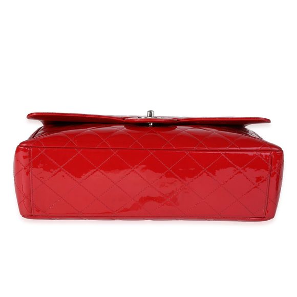 Chanel Red Quilted Patent Leather Maxi Classic Single Flap Bag - Picture 5 of 8